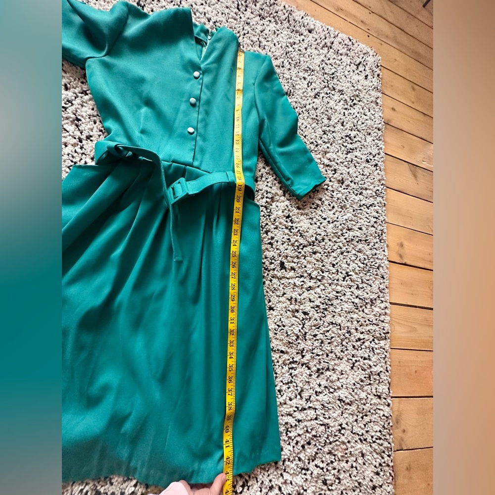 Vintage Teal Belted Midi Dress - Picture 10 of 12